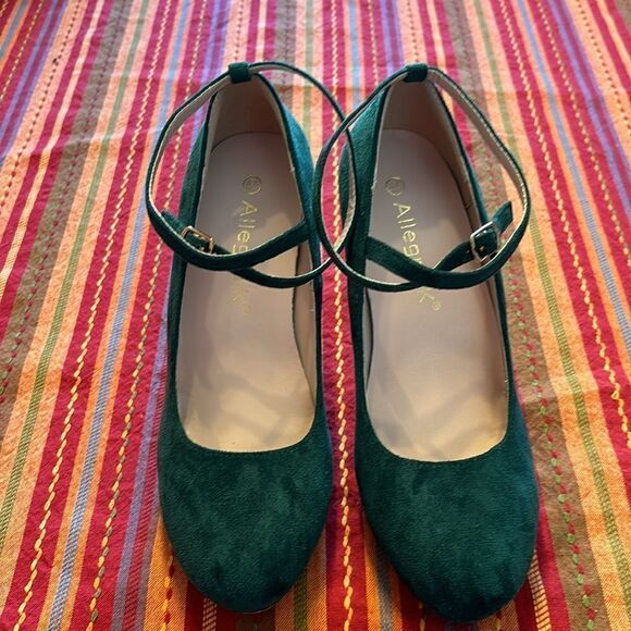 Allegra K Platform Cross Strap Stiletto Heel Mary Jane Green Pumps size 8.5 - Picture 3 of 7